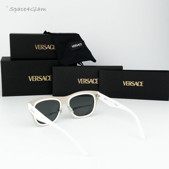 BRAND NEW Versace VE2272 314/87 White Dark Grey Square Women Sunglasses